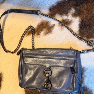 Rebecca Minkoff Mini Mac Navy Leather Chain Strap Bag